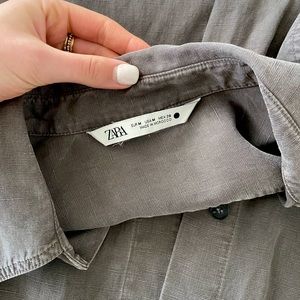 Zara Vented Linen Blend Shirt in Anthracite Grey